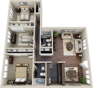 The Peak - 3 Bedroom / 2 Bath - 1,117 Sq.Ft.* 